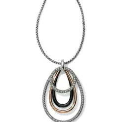 Brighton Neptune's Rings Black Convertible Pendant Necklace Silver-Gold Hot