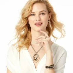 Brighton Neptune's Rings Black Convertible Pendant Necklace Silver-Gold Hot