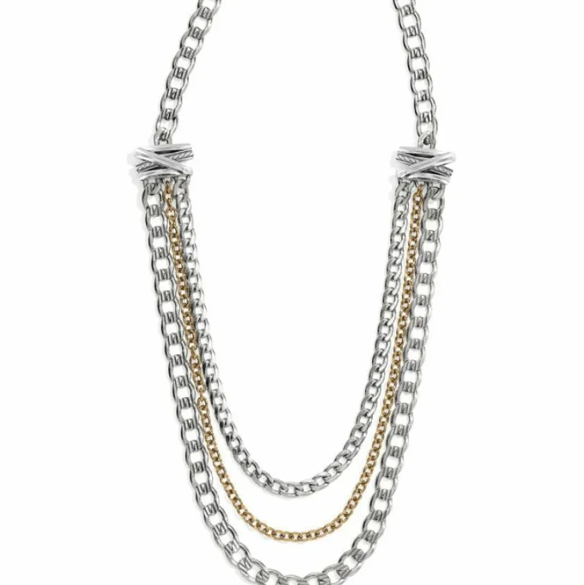 Brighton Neptune's Rings Multiple Row Chain Necklace Silver-Gold New