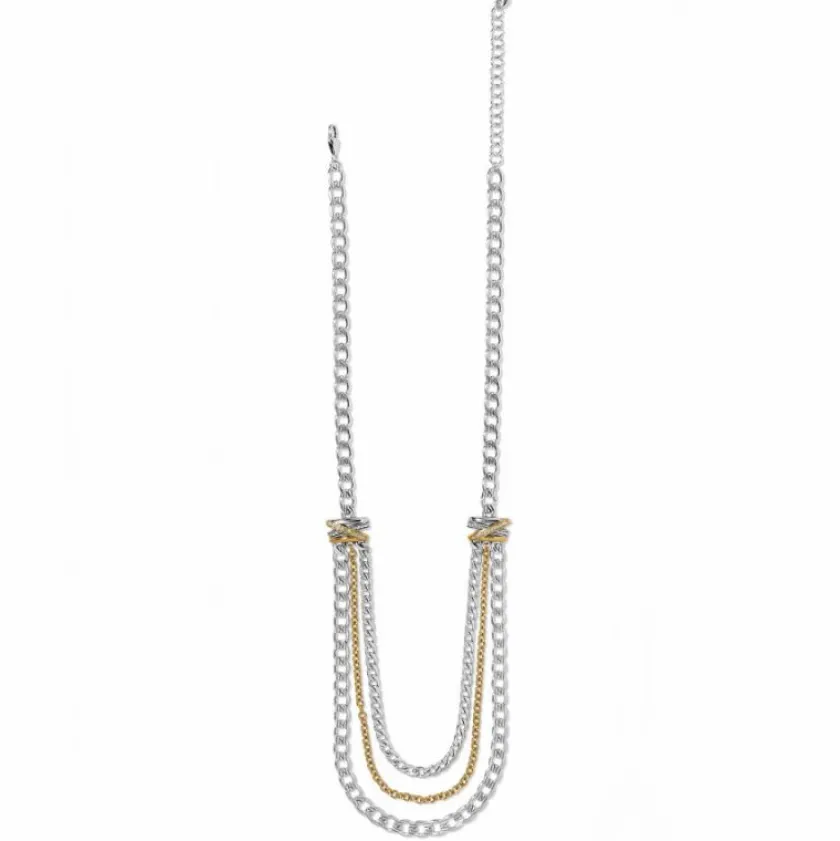 Brighton Neptune's Rings Multiple Row Chain Necklace Silver-Gold New
