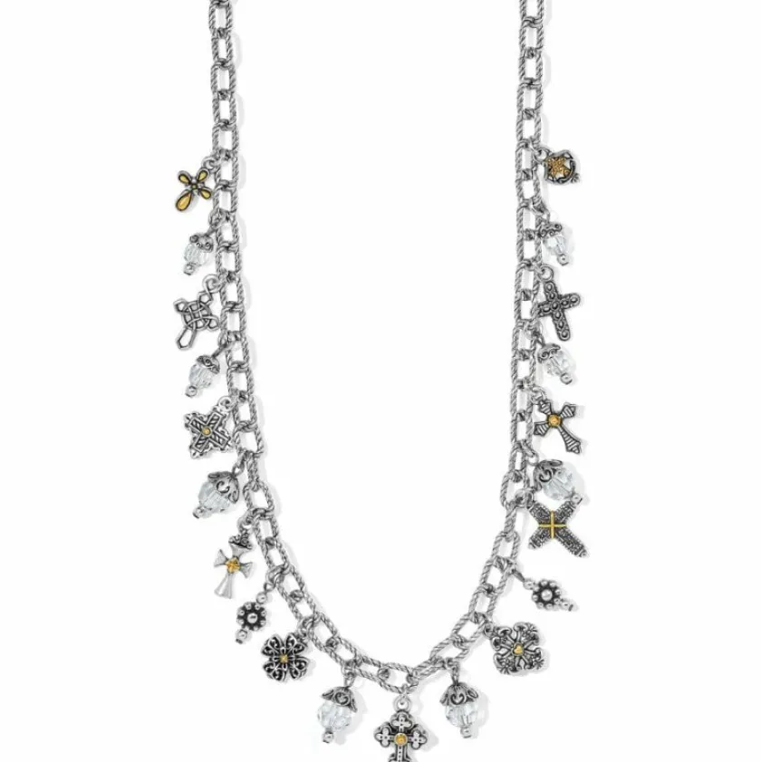 Brighton One Cross Charm Necklace Silver-Gold Hot
