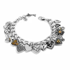 Brighton One Heart Charm Bracelet Silver-Gold New