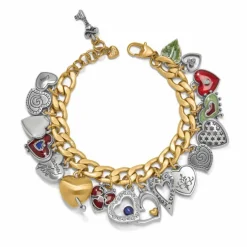 Brighton One Heart Color Charm Bracelet Silver-Gold Clearance