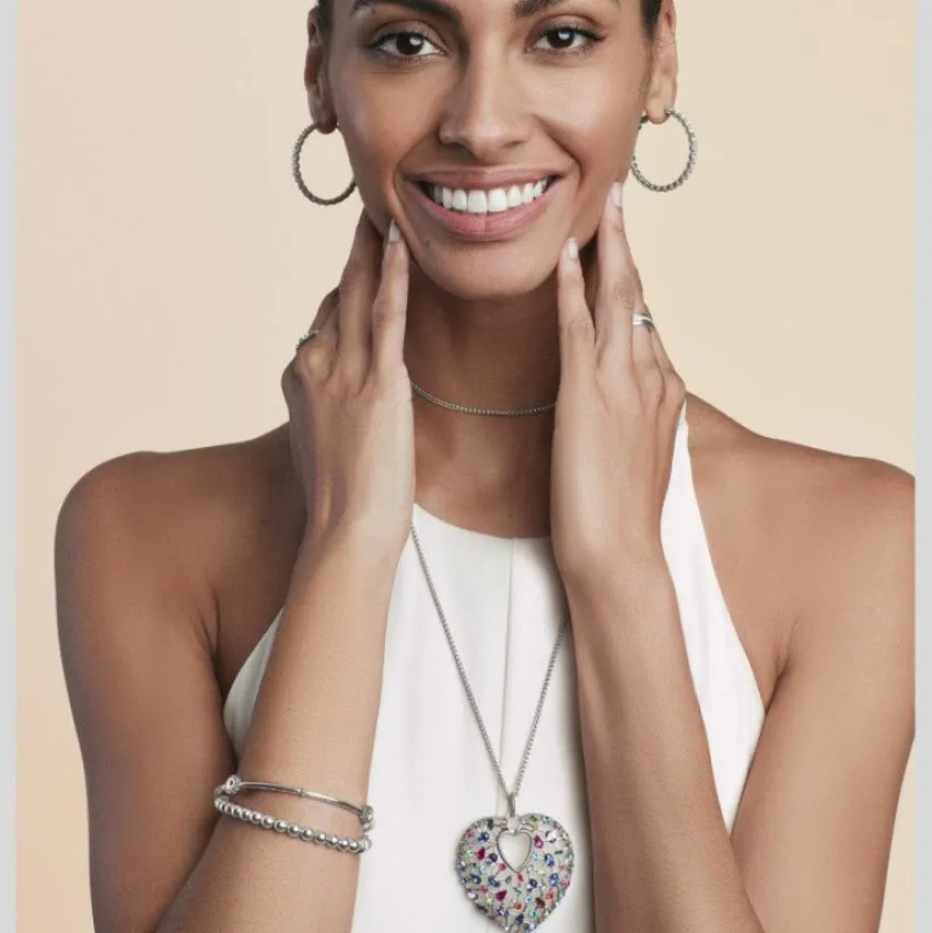 Brighton One Love Convertible Heart Necklace Silver-Jewel Discount