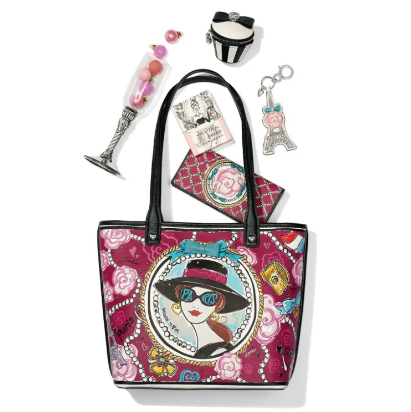 Brighton Paris Blooms Large Saffian Tote Multi New