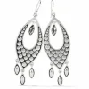 Brighton Pebble Disc Marquise Statement French Wire Earrings Silver-SilverShade Best