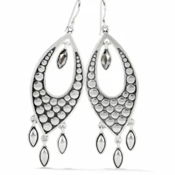 Brighton Pebble Disc Marquise Statement French Wire Earrings Silver-SilverShade Best