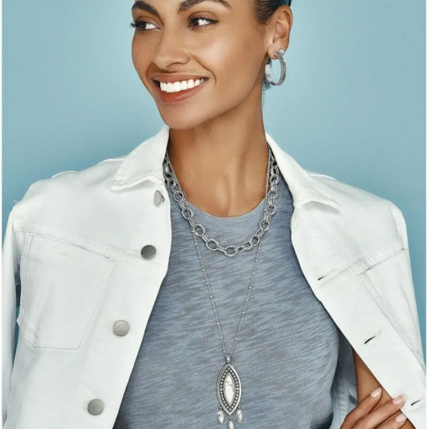 Brighton Pebble Dot Dream Howlite Convertible Necklace Silver-White Discount