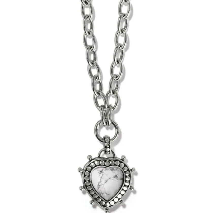 Brighton Pebble Dot Hati Howlite Heart Necklace Silver-White Online