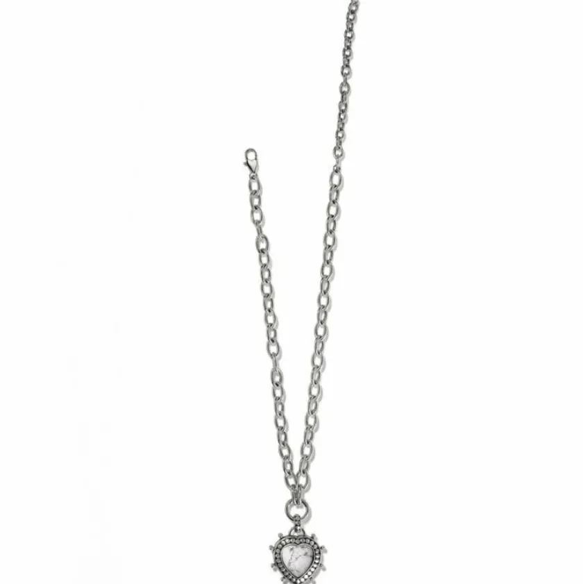 Brighton Pebble Dot Hati Howlite Heart Necklace Silver-White Online