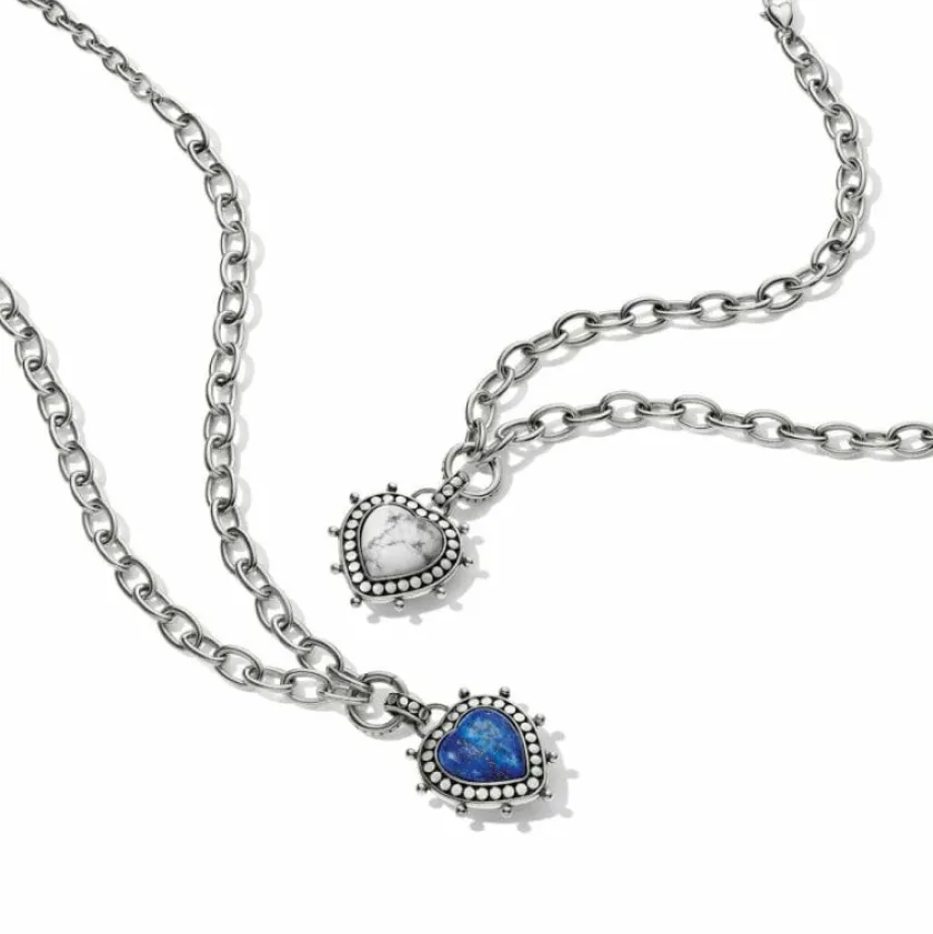 Brighton Pebble Dot Hati Howlite Heart Necklace Silver-White Online