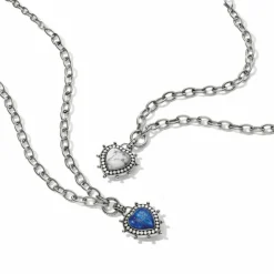 Brighton Pebble Dot Hati Lapis Heart Necklace Silver-Blue Best