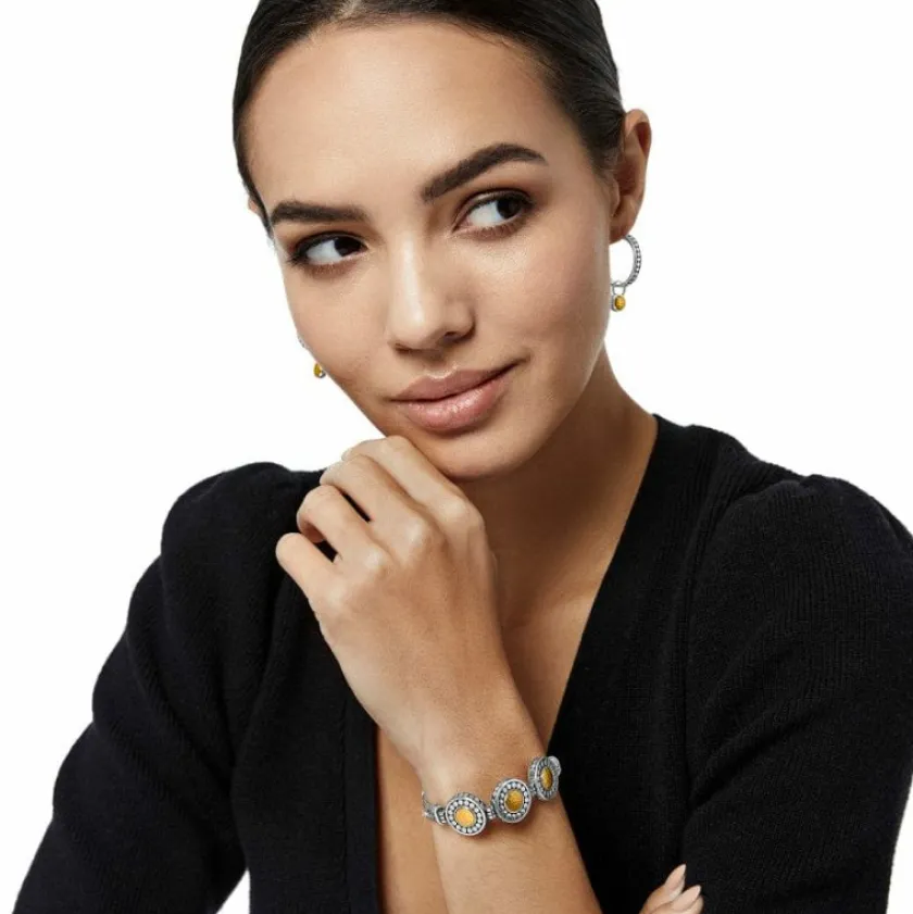 Brighton Pebble Dot Onyx Cabochon Reversible Bracelet Black-Gold Hot