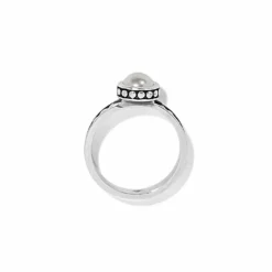 Brighton Pebble Dot Pearl Slim Band Ring Silver-Pearl Best