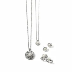 Brighton Pebble Dot Pearl Slim Band Ring Silver-Pearl Best