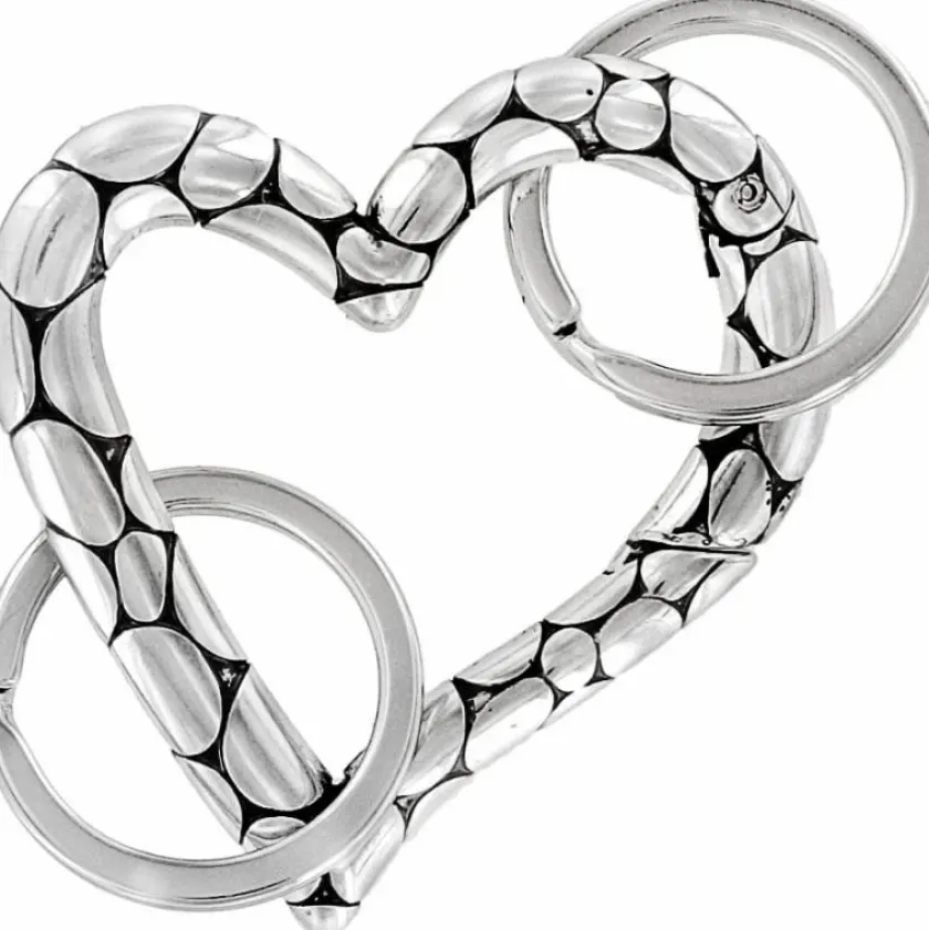 Brighton Pebble Heart Valet Key Fob Silver Discount
