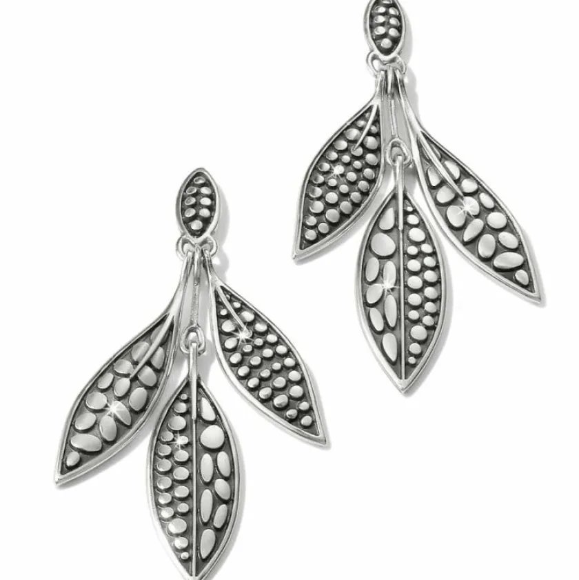 Brighton Pebble Leaf Trio Post Drop Earrings Silver Outlet