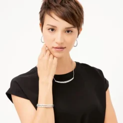 Brighton Pebble Pave Hoop Earrings Silver Sale