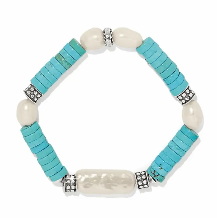 Brighton Pebble Pearl Coast Stretch Bracelet Silver-Blue Outlet