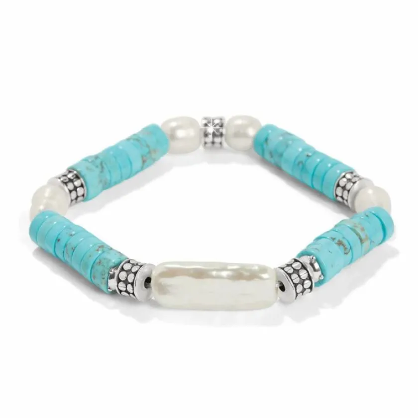 Brighton Pebble Pearl Coast Stretch Bracelet Silver-Blue Outlet