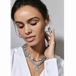 Brighton Pebble Turquoise And Pearl Necklace Silver-Turquoise Best