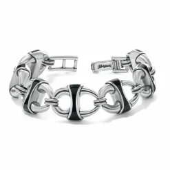 Brighton Portofino Link Reversible Large Bracelet Silver-Black Fashion