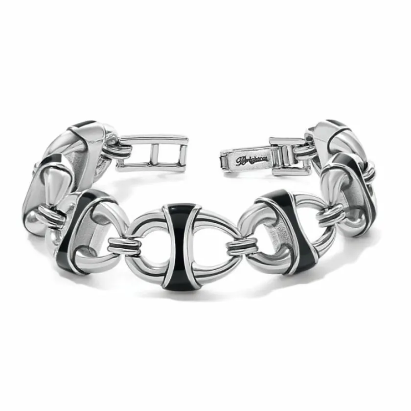 Brighton Portofino Link Reversible Large Bracelet Silver-Black Fashion
