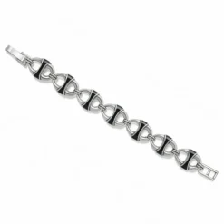 Brighton Portofino Link Reversible Large Bracelet Silver-Black Fashion