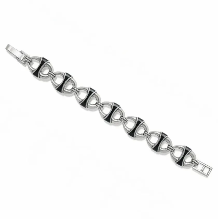 Brighton Portofino Link Reversible Large Bracelet Silver-Black Fashion