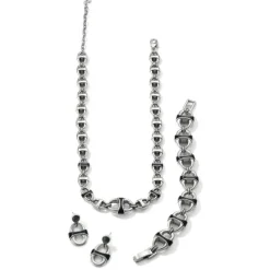 Brighton Portofino Link Reversible Large Bracelet Silver-Black Fashion