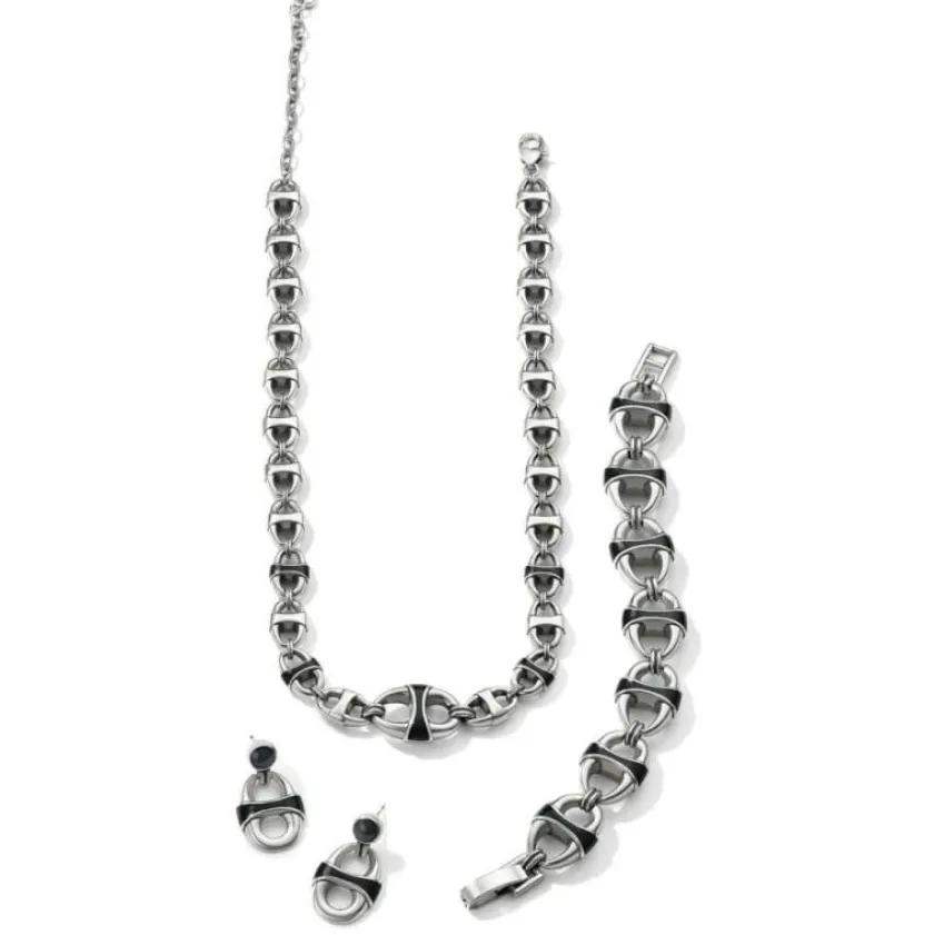 Brighton Portofino Link Reversible Large Bracelet Silver-Black Fashion