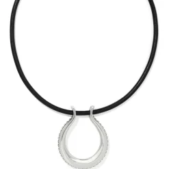 Brighton Pretty Tough Arch Leather Necklace Silver-Black Clearance
