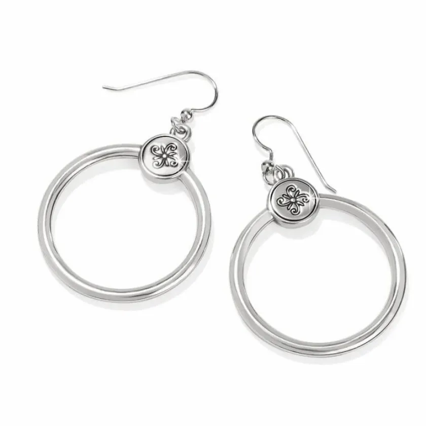 Brighton Pretty Tough Bold Heart Two Tone French Wire Earrings Silver-Gold Sale