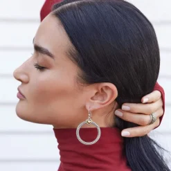 Brighton Pretty Tough Bold Heart Two Tone French Wire Earrings Silver-Gold Sale