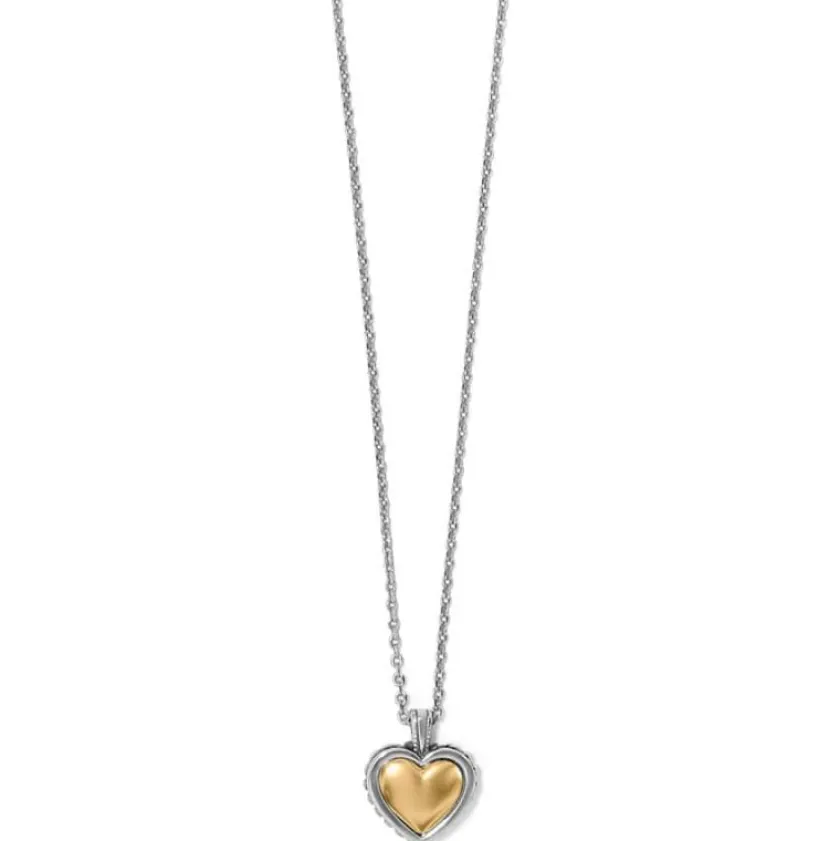 Brighton Pretty Tough Bold Two Tone Heart Petite Necklace Silver-Gold Sale