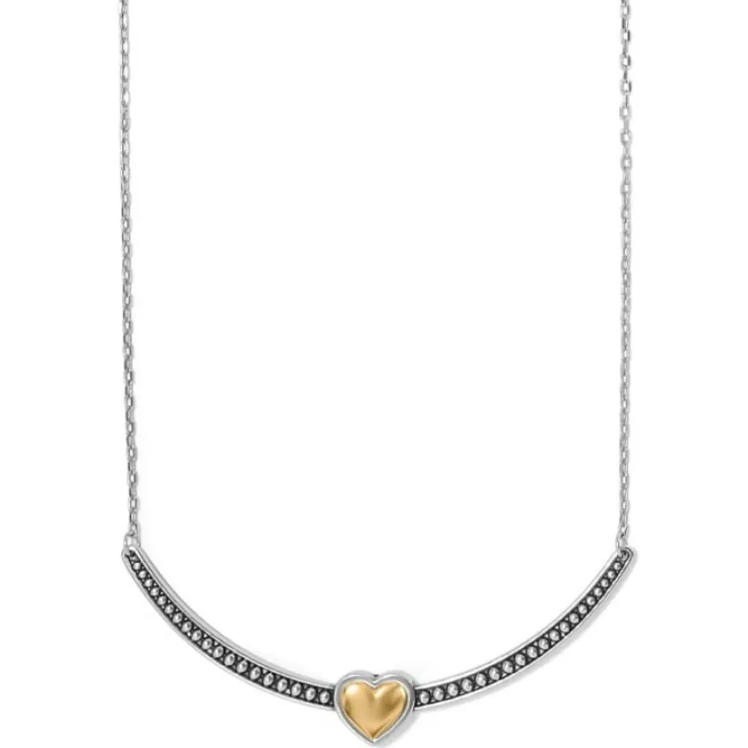 Brighton Pretty Tough Bold Two Tone Heart Bar Necklace Silver-Gold Fashion