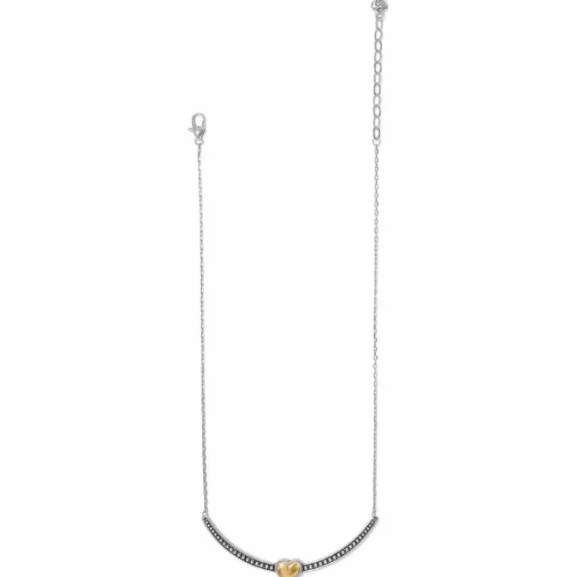 Brighton Pretty Tough Bold Two Tone Heart Bar Necklace Silver-Gold Fashion