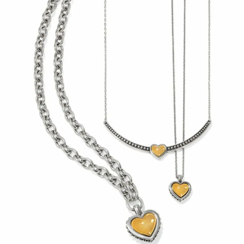 Brighton Pretty Tough Bold Two Tone Heart Petite Necklace Silver-Gold Sale