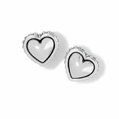 Brighton Pretty Tough Petite Heart Post Earrings Silver New