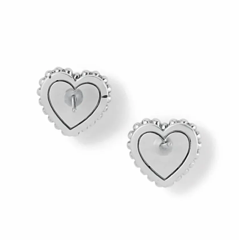 Brighton Pretty Tough Petite Heart Post Earrings Silver New
