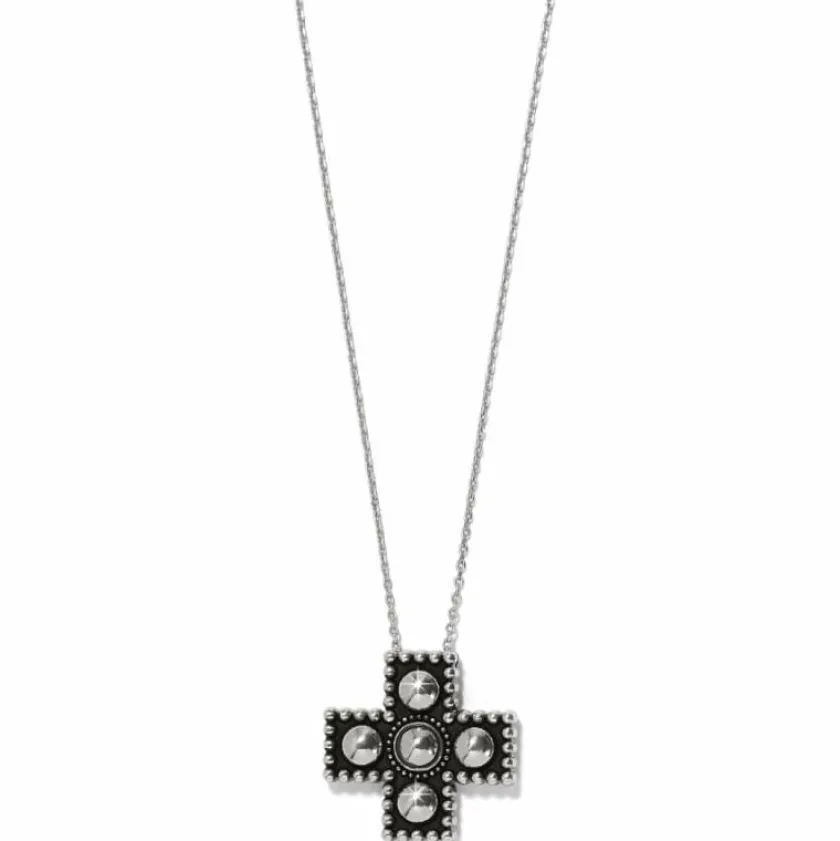 Brighton Pretty Tough Small Cross Necklace Silver Hot