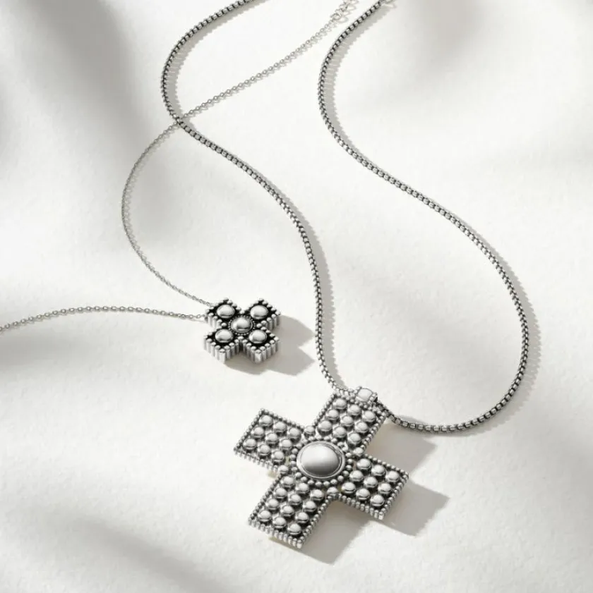 Brighton Pretty Tough Small Cross Necklace Silver Hot