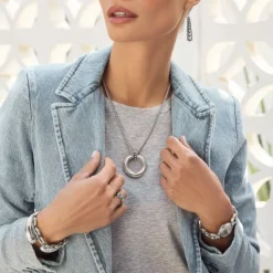 Brighton Pretty Tough Stud Large Circle Necklace Silver Sale
