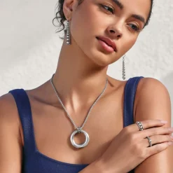 Brighton Pretty Tough Stud Large Circle Necklace Silver Sale