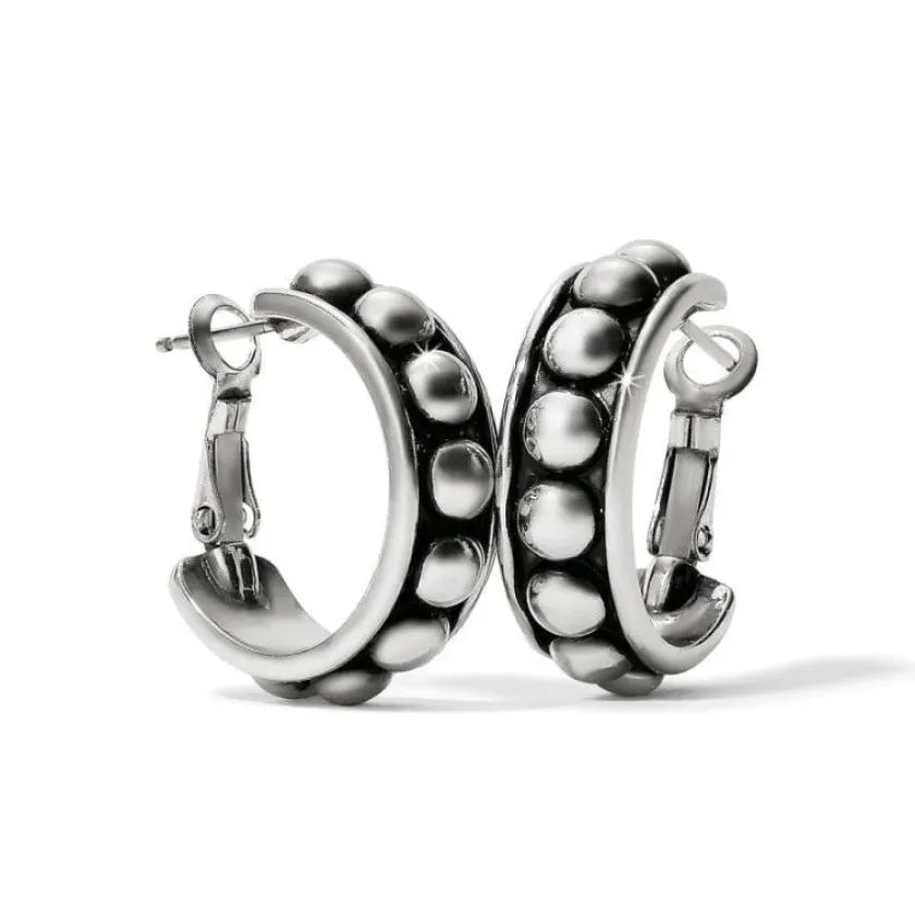 Brighton Pretty Tough Stud Medium Leverback Hoop Earrings Silver Outlet