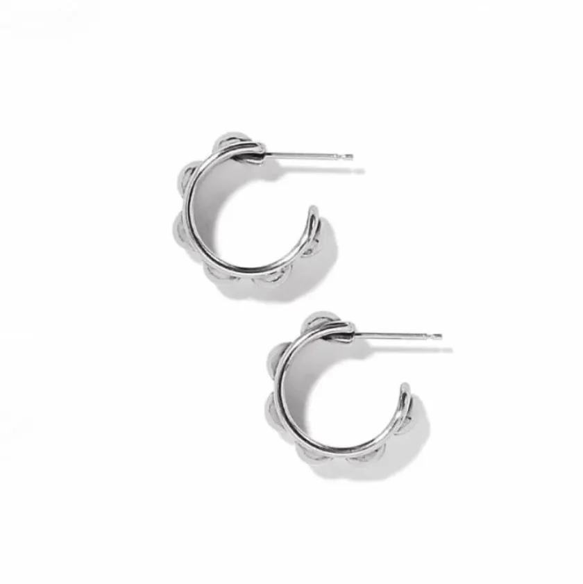 Brighton Pretty Tough Stud Post Hoop Earrings Silver Hot