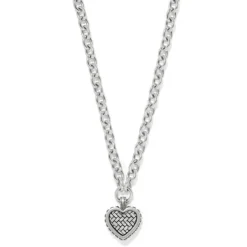 Brighton Pretty Tough Weave Heart Necklace Silver Fashion