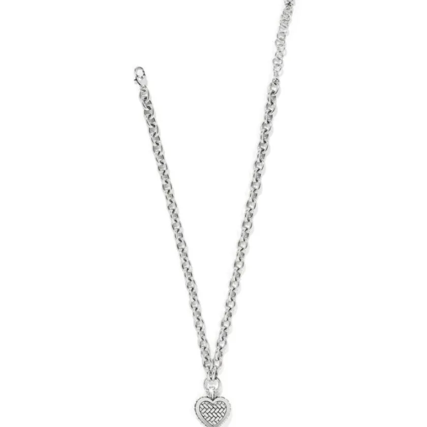 Brighton Pretty Tough Weave Heart Necklace Silver Fashion