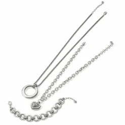 Brighton Pretty Tough Weave Heart Necklace Silver Fashion