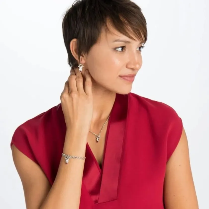 Brighton Reindeer Rock French Wire Earrings Silver-Red Online